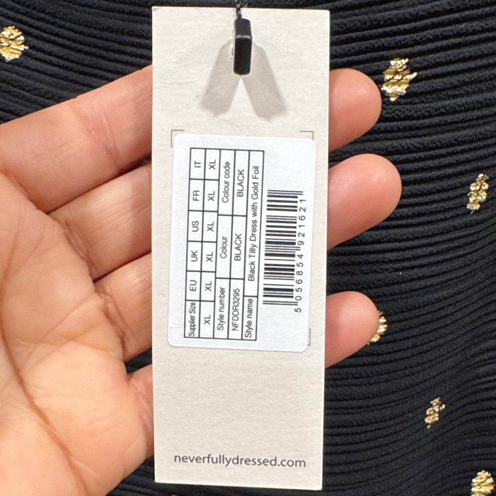 Never Fully Dressed Black Midi Dress with Gold Dot Print - Picture 12 of 16
